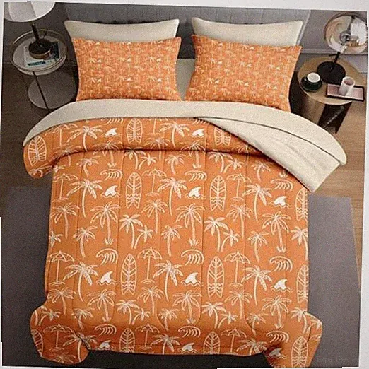 7 Pcs Size Comforter Set with 2 Pillowcases & 2 Shams, Boho King Palm Tree