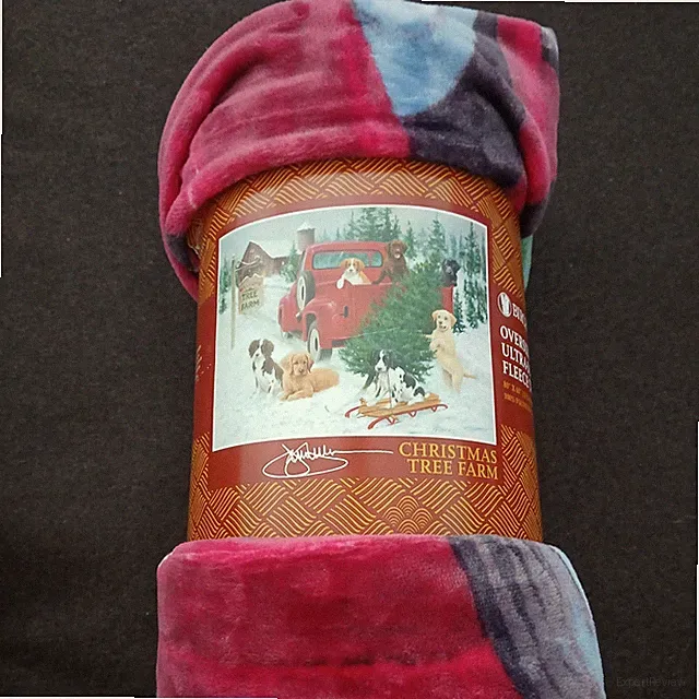 BIRCHWOOD OVERSIZED ULTRA-SOFT FLEECE THROW 60X 80 Christmas Tree Farm Scene Dog