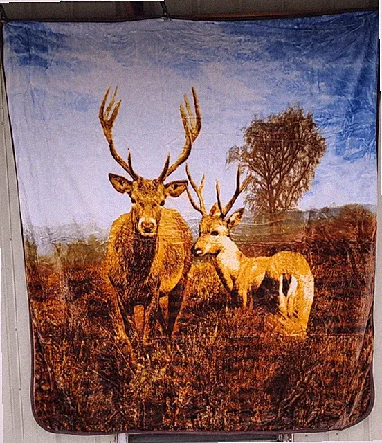 DEER BUCK TREE SKY NATURE ANIMAL QUEEN SIZE BLANKET