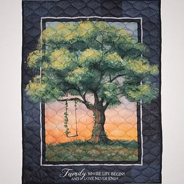 "FAMILY - Where Life Begins" Large Tree Quilted Throw Blanket, by Carson