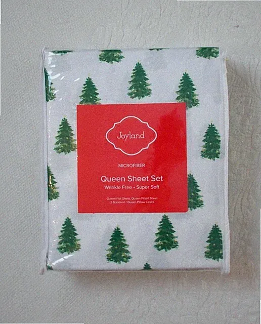 Joyland Christmas Trees Super Soft Microfiber Queen Sheet Set NIP