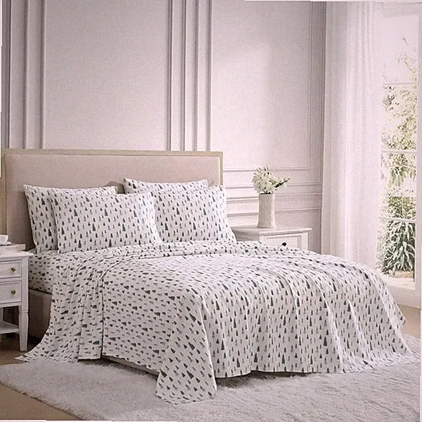 Lenox Flannel 6 Piece Sheet Set, QUEEN (Pine Trees Green) Brand New! 100% Cotton