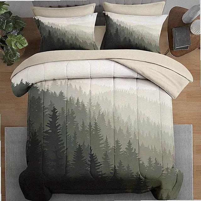 Mountain Pine Tree Bedding Set: Queen Size Comfort with a Touch of Forest Fun!