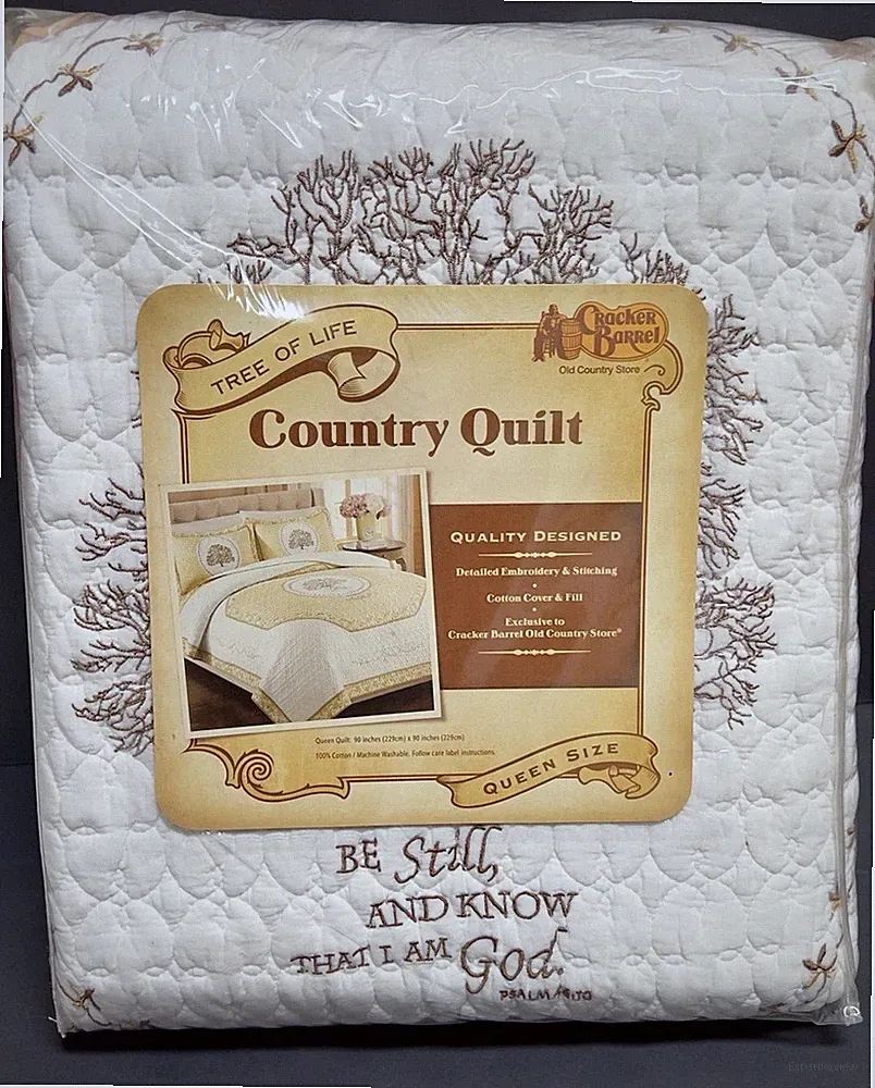 NEW Cracker Barrel TREE OF LIFE Country Patchwork Floral Quilt QUEEN 90” X 90”