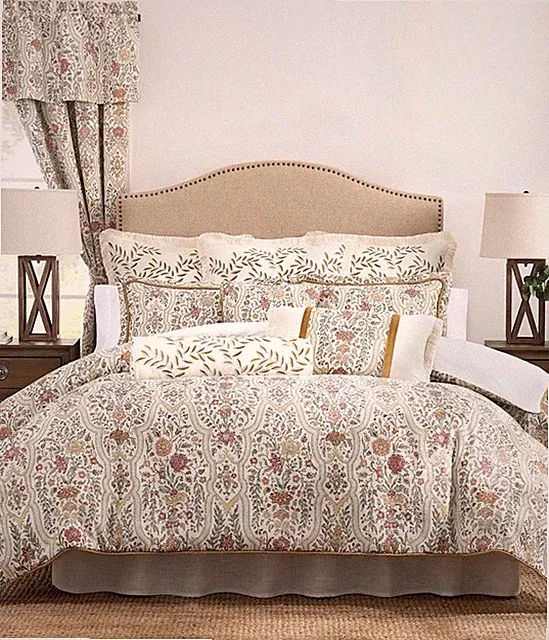 New Rose Tree Baroda Trellis Woven Jacquard Floral Queen Comforter Set 4Pc