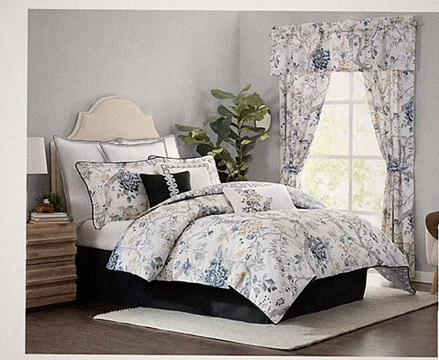 NIP Rose Tree Sidney Floral King Comforter Bedskirt & Shams Set 4pc