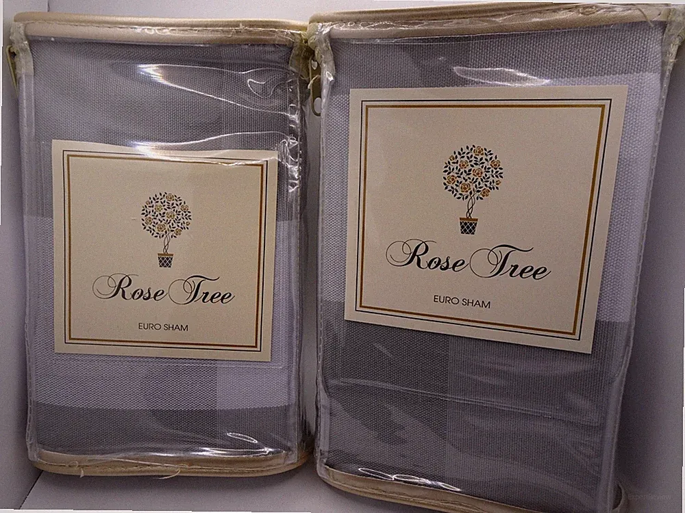 NWT PAIR of Rose Tree Julianne Gingham Check Euro Shams 26x26" Plaid Pillow