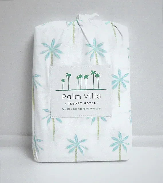 Palm Villa Set of 2 Standard Size Soft Pillowcases Palm Trees