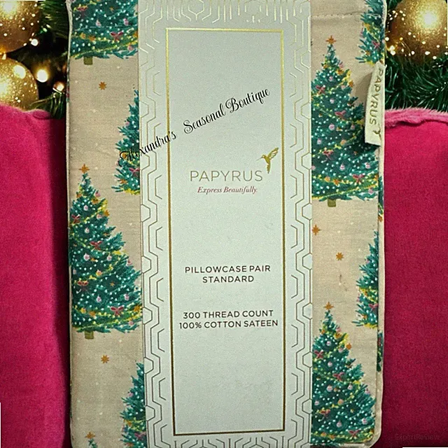 Papyrus 2 Pillowcase Pink Christmas Tree 100% Cotton 300 Thread Count Luxury New