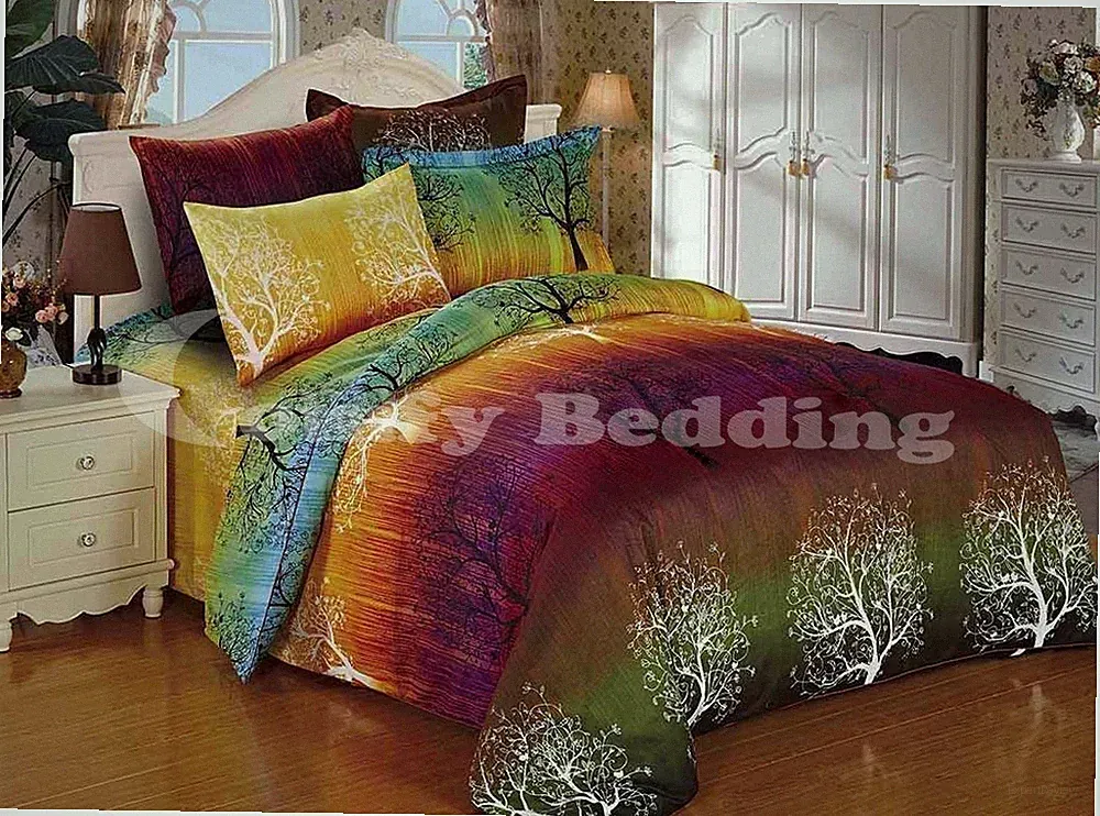 Rainbow Tree 2pc or 3pc Duvet Cover Set: Duvet Cover & Pillow Shams, All Sizes