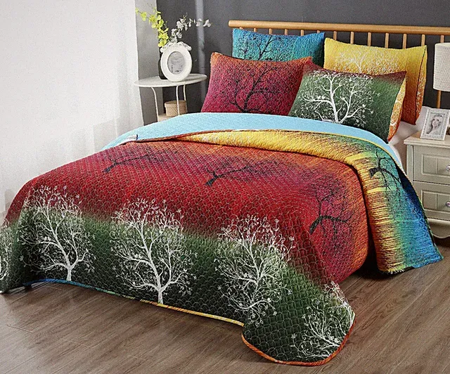 Rainbow Tree Bedspread/Coverlet/Quilt Set:1 Quilt + 2 Pillow Shams or Shams Only