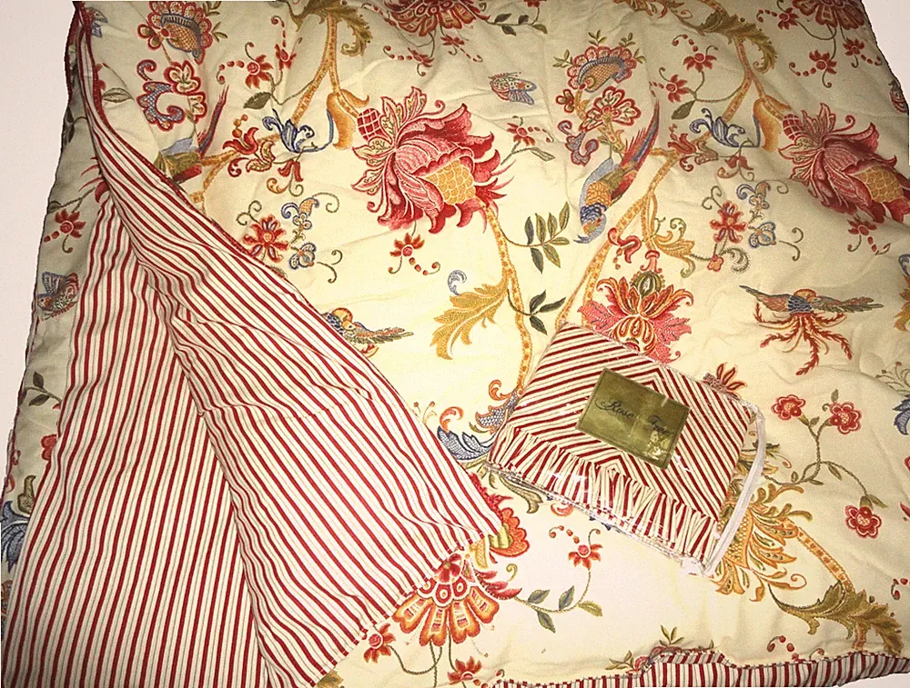 ROSE TREE ASHFORD RED BIRDS PLAID STRIPE (2P) KING/CALIFORNIA KING COMFORTER SET