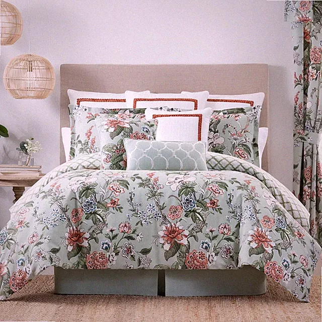 Rose Tree Brynne Mint King Comforter Bedskirt Shams 5Pc