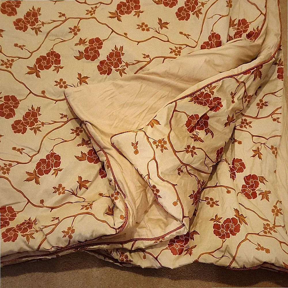 Rose Tree Queen Floral Cotton Bedding Set Beige Red Duvet Pillowcase Decorative
