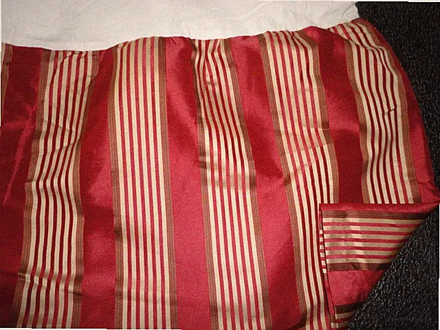 ROSE TREE SAVOY CABBAGE RED STRIPE RUFFLED (1) CALIFORNIA KING BEDSKIRT 18" DROP