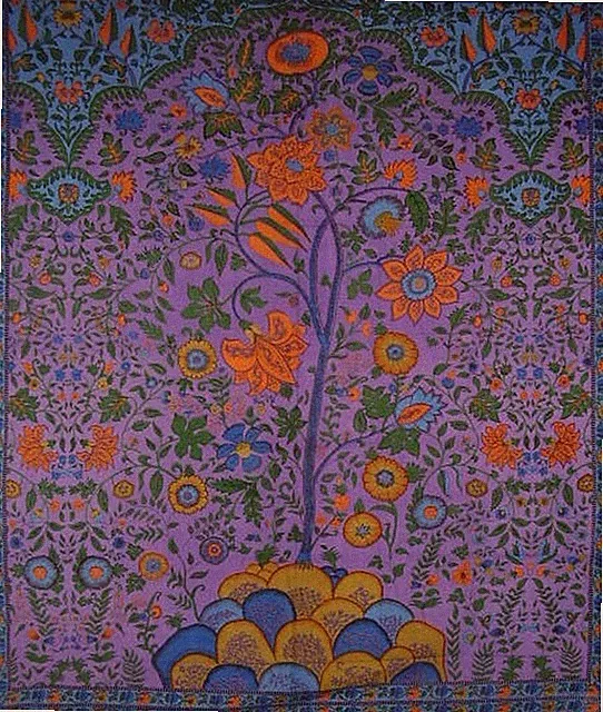 Tree of Life Tapestry Cotton Bedspread 108" x 88" Full-Queen Purple