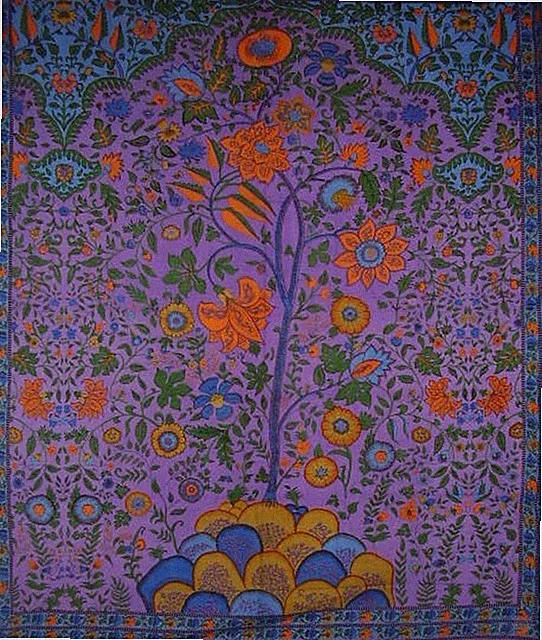 Tree of Life Tapestry Cotton Spread 106" x 70" Twin Purple