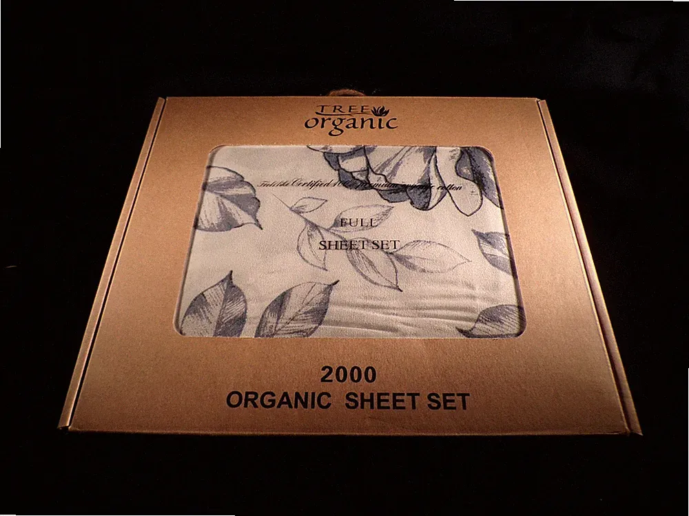 Tree Organic- 2000 Organic Sheet Set FULL Flower Print 18" corners 4 PC