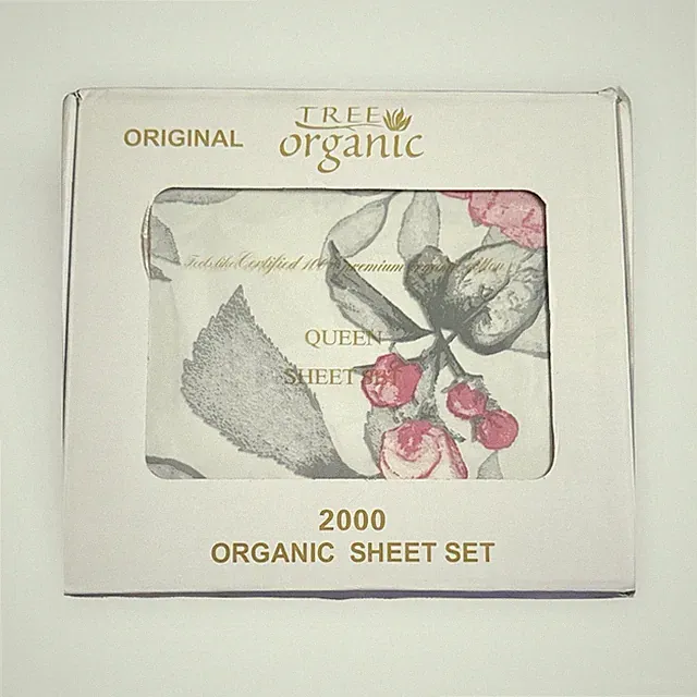 Tree Organic 2000 Queen Sheet Set 100% Cotton Floral & Garden
