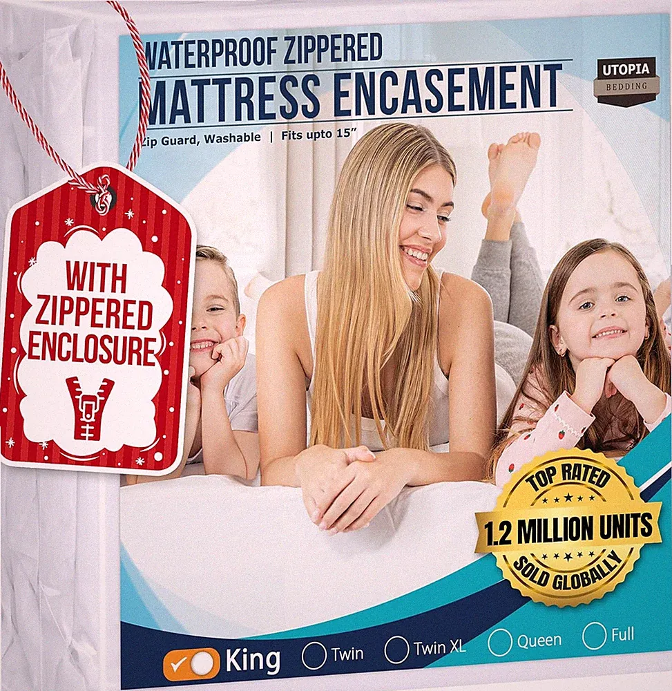 Utopia Bedding Waterproof Mattress Protector King Size, Zippered Mattress Encase