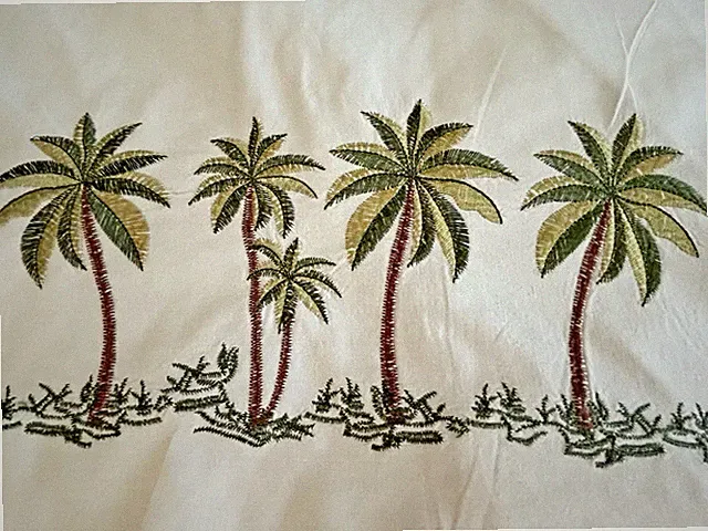 Wamsutta 100% Cotton Embroidered Palm Trees Tropical Pillow Sham Set Standard