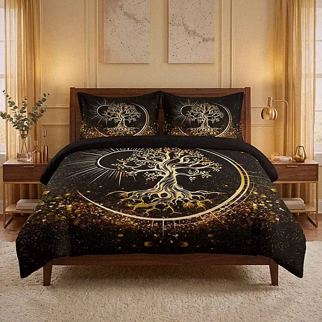 WeCozy Queen Size Comforter Set with 2 Pillowcases, Nature Tree of Life 3 Pcs